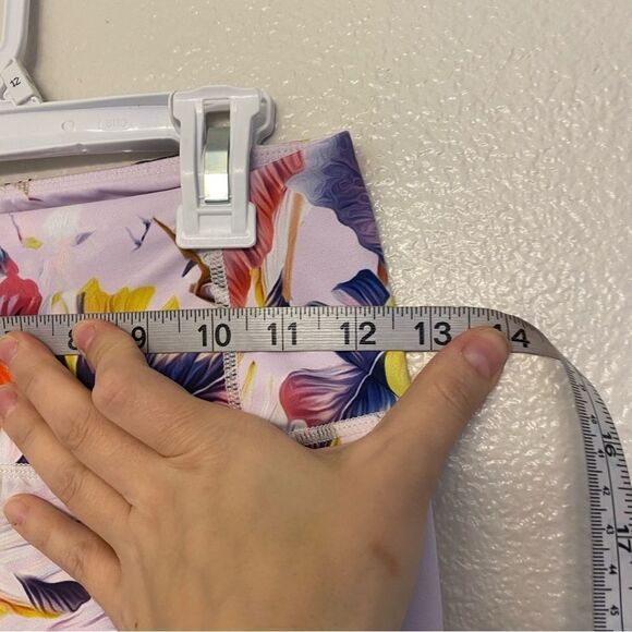 Vull Tie-dye tropical print palm lavender leggings full length hi Rise pockets S - Picture 7 of 9